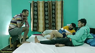 Three boyfriend fucking cheating Show one's age together&excl; Hindi Foursome Sex